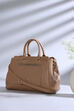 Brown PU Solid Structured Handheld Bag image number 0
