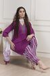 Purple Printed Straight Suit Set image number 0