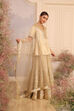 Beige Embroidered Peplum Lehenga Set image number 5