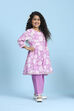 Purple Cotton Printed Kalidar Kurta Set image number 5