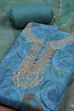 Peach-Colored Organza Rajasthani Print Unstitched Suit Set image number 1