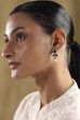 Navy Blue Gold Plated Alloy Studded Drop Earrings image number 3