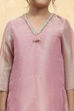 Baby Pink Tissue Solid Straight Suit Set image number 1
