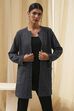 Navy Blue Printed Straight Jacket image number 5