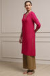 Electric Blue Solid Straight Kurta image number 2