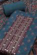 Olive Green Chanderi Rajasthani Print Unstitched Suit Set image number 1