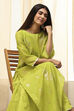 Green Poly Chanderi Layered Tiered Dress