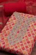 Yellow Organza Rajasthani Print Unstitched Suit Set image number 1