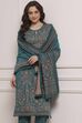 Ivory Printed Straight Winter Suit Set image number 7
