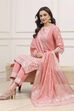 Light Coral Cotton Straight Kurta Pants Suit Set