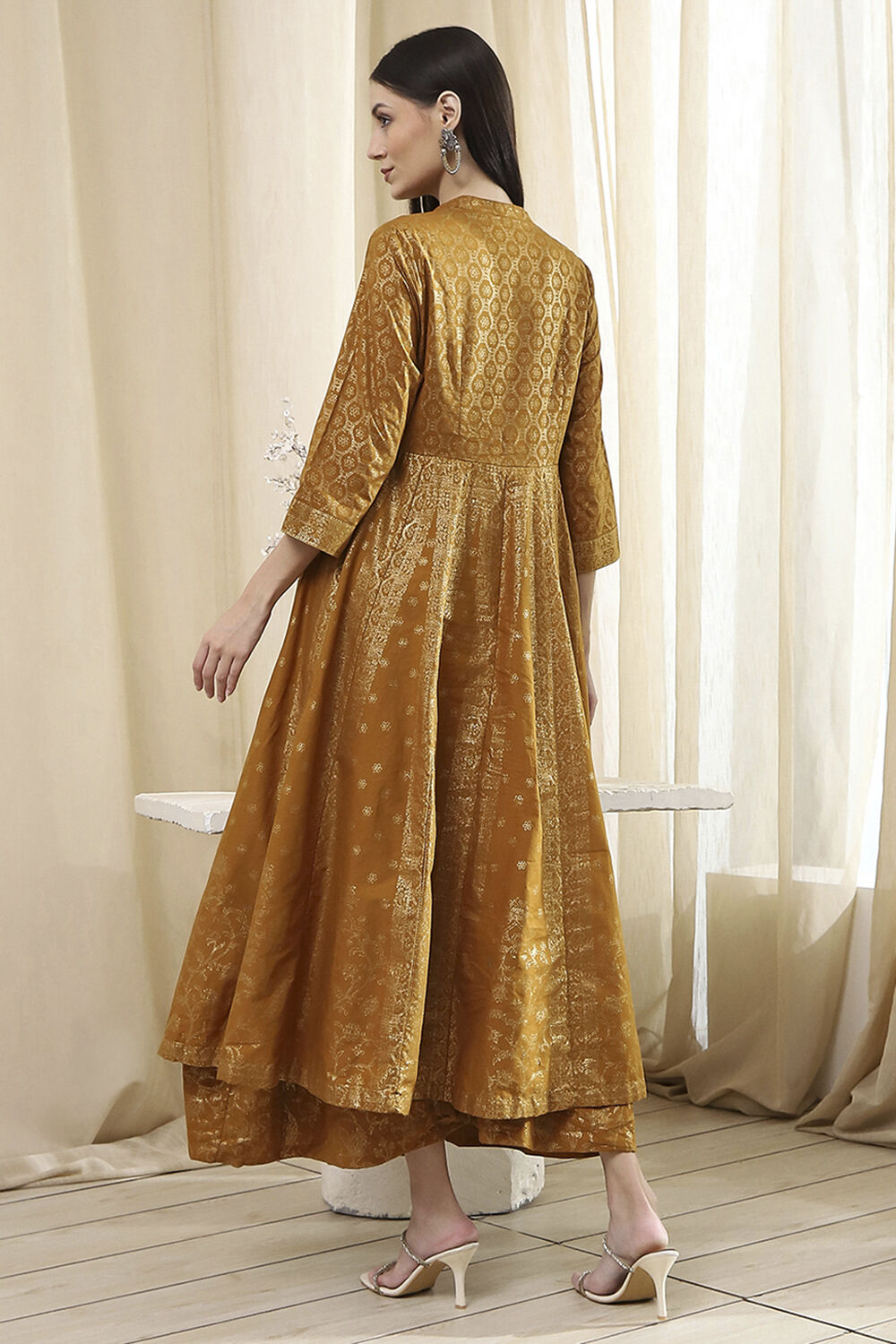 Lavender Cotton Layered Anarkali Dress image number 3