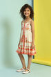 Cream-Colored Floral Gathered Flared Dress image number 2
