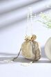 Beige Fabric Floral Embellished Potli image number 0