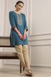 Blue Solid Straight Short Kurta