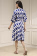 Indigo Cotton Flared Yarndyed Dress image number 3