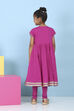 Pink Cotton Mirror Work Anarkali Suit Set image number 4