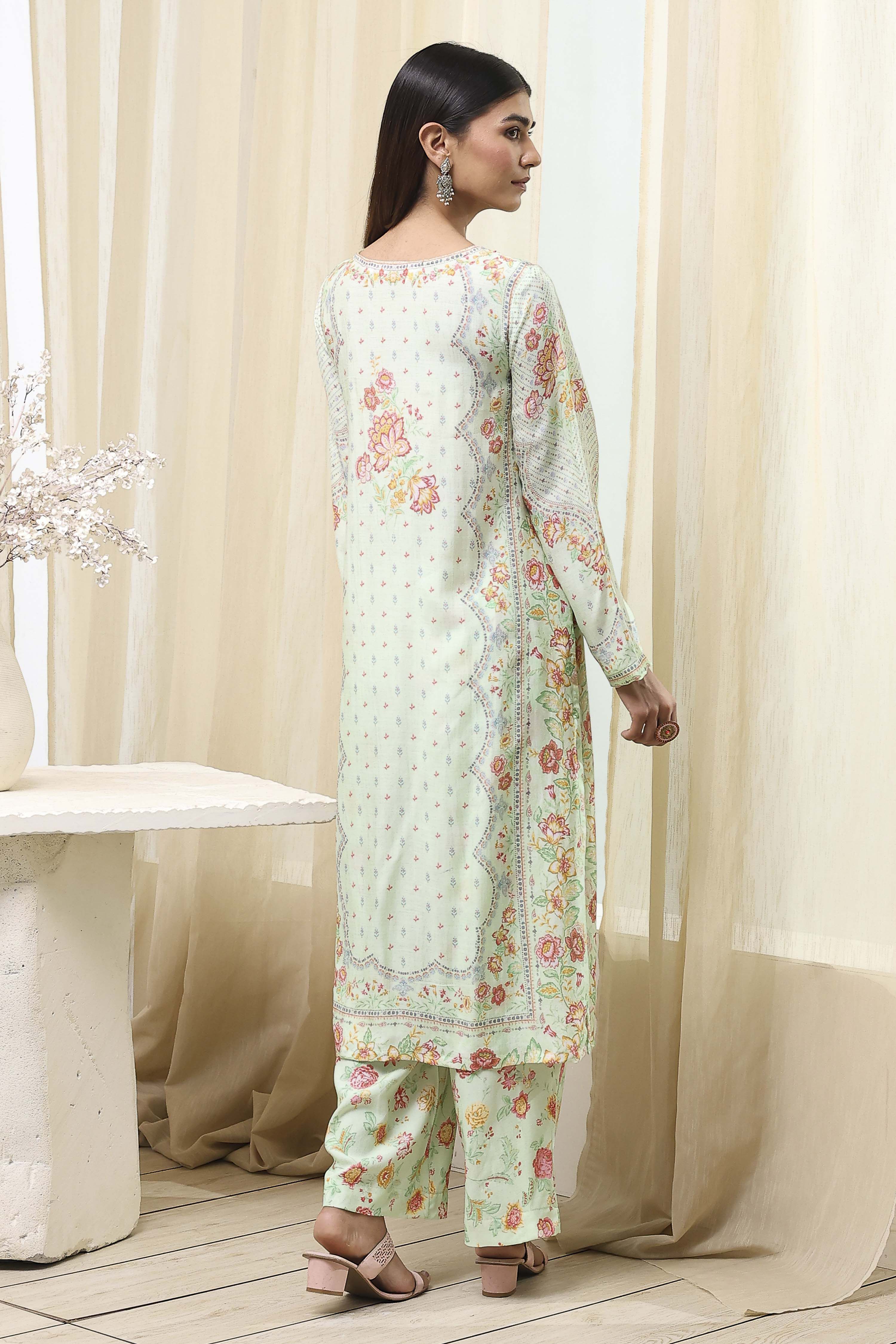 Purple Modal Blend Straight Suit Set image number 4