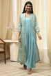 Earthy Brown Printed Layered Cape Dress image number 6