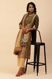 Khaki Cotton Straight Kurta Narrow Palazzo Suit Set image number 6