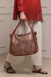 Tan Brown PU Structured Hobo Bag image number 7