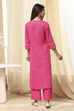 Off-White Cotton Printed Gathered Suit Set image number 4