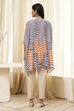 Blue and White Printed Kaftan Short Kurta image number 3