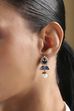 Navy Blue Gold Plated Alloy Studded Drop Earrings image number 1