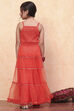 Orange Poly Chanderi Metallic Tiered Flared Lehenga Set image number 4