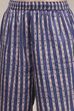 Navy Blue and Beige Cotton Straight Suit Set image number 2