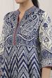 Blue Cotton Paisley & Chevron Printed Anarkali Suit Set image number 1