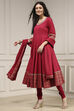 Teal Cotton Printed Anarkali Suit Set image number 3