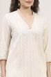 Off White Cotton Straight Kurta image number 1