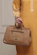 Brown PU Solid Structured Handheld Bag image number 8