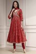 Off-White Cotton Foil Printed Anarkali Suit Set image number 6