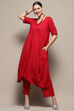 Burgundy Asymmetric Solid Kurta Set