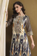 Beige Geometric Printed Asymmetric Kurta Set image number 7
