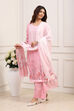 Powder Blue Cotton Straight Kurta Palazzo Suit Set image number 3