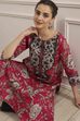 Pink Cotton Printed Straight Kurta image number 0