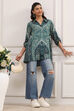 Teal LIVA Straight Printed Shirt image number 0