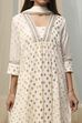 Off-White Cotton Printed Gathered Suit Set image number 1