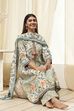 Sage Green Pure Cotton Floral Kalidar Suit Set