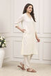 Off White Cotton Straight Kurta image number 4