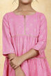 Blue Cotton Tiered Printed Kurta Churidar Set image number 1