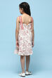 Ecru Red Printed Cambric Dress With Red Lace Detail On Neck image number 3