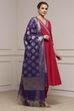Fuchsia Embroidered Angrakha Festive Anarkali Suit Set image number 5