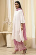 Blue and White Cotton Straight Suit Set image number 3