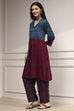 Teal Viscose Rayon Straight Printed Kurta Pants Set image number 3