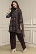 Brown Printed Straight Suit Set image number 6