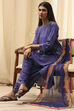 Blue Printed Asymmetric Suit Set image number 1