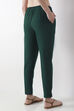 Bottle Green Cotton Solid Fitted Pants image number 5